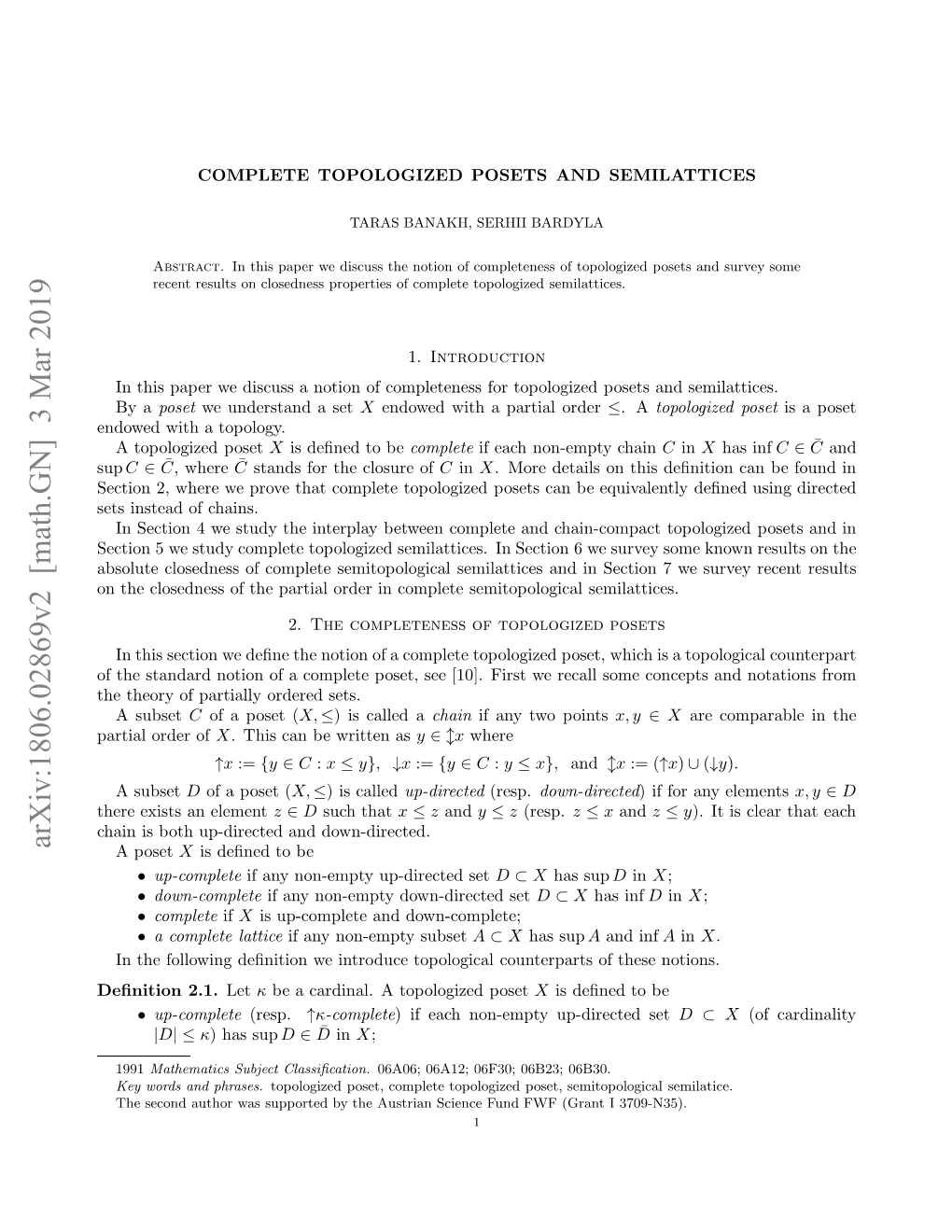 Complete Topologized Posets and Semilattices