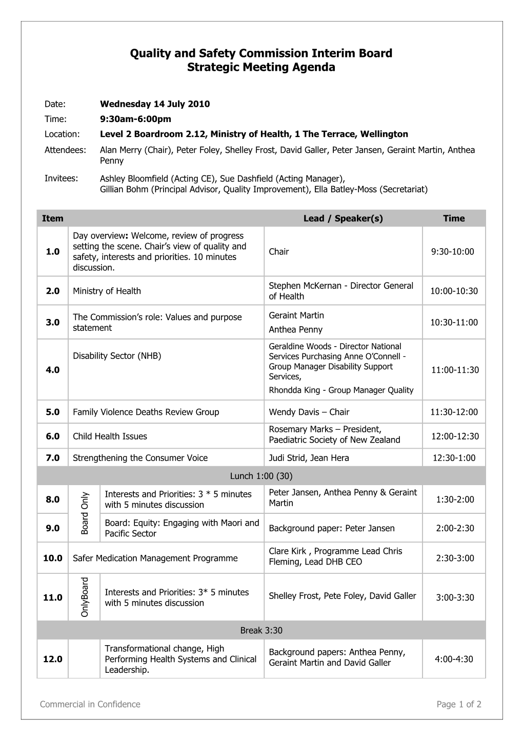 Quality and Safety Commission Interim Board