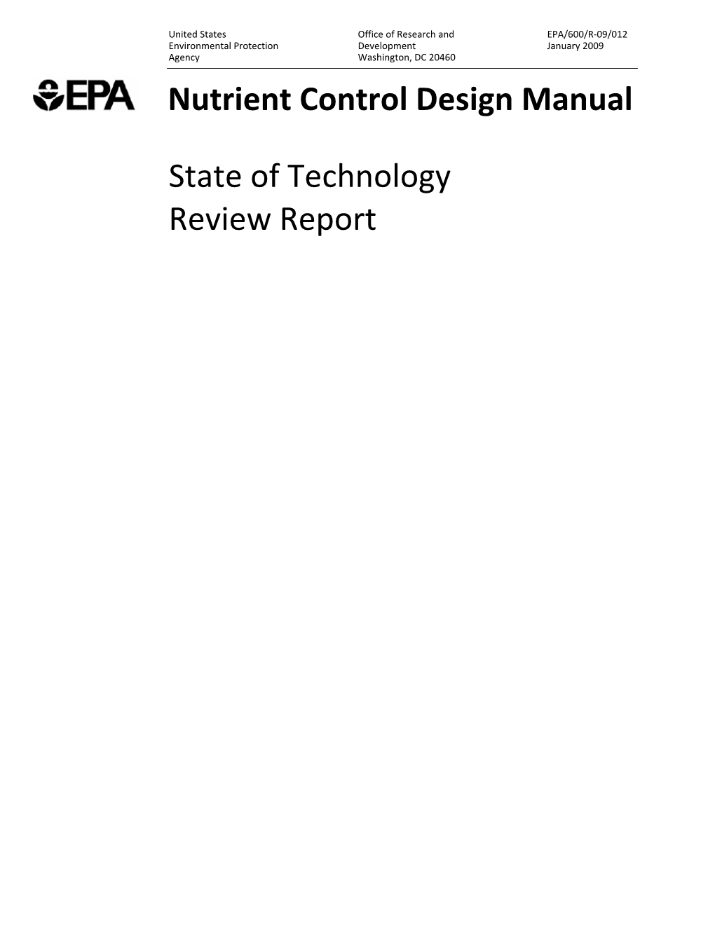 Nutrient Control Design Manual: State of Technology Review Report,” Were