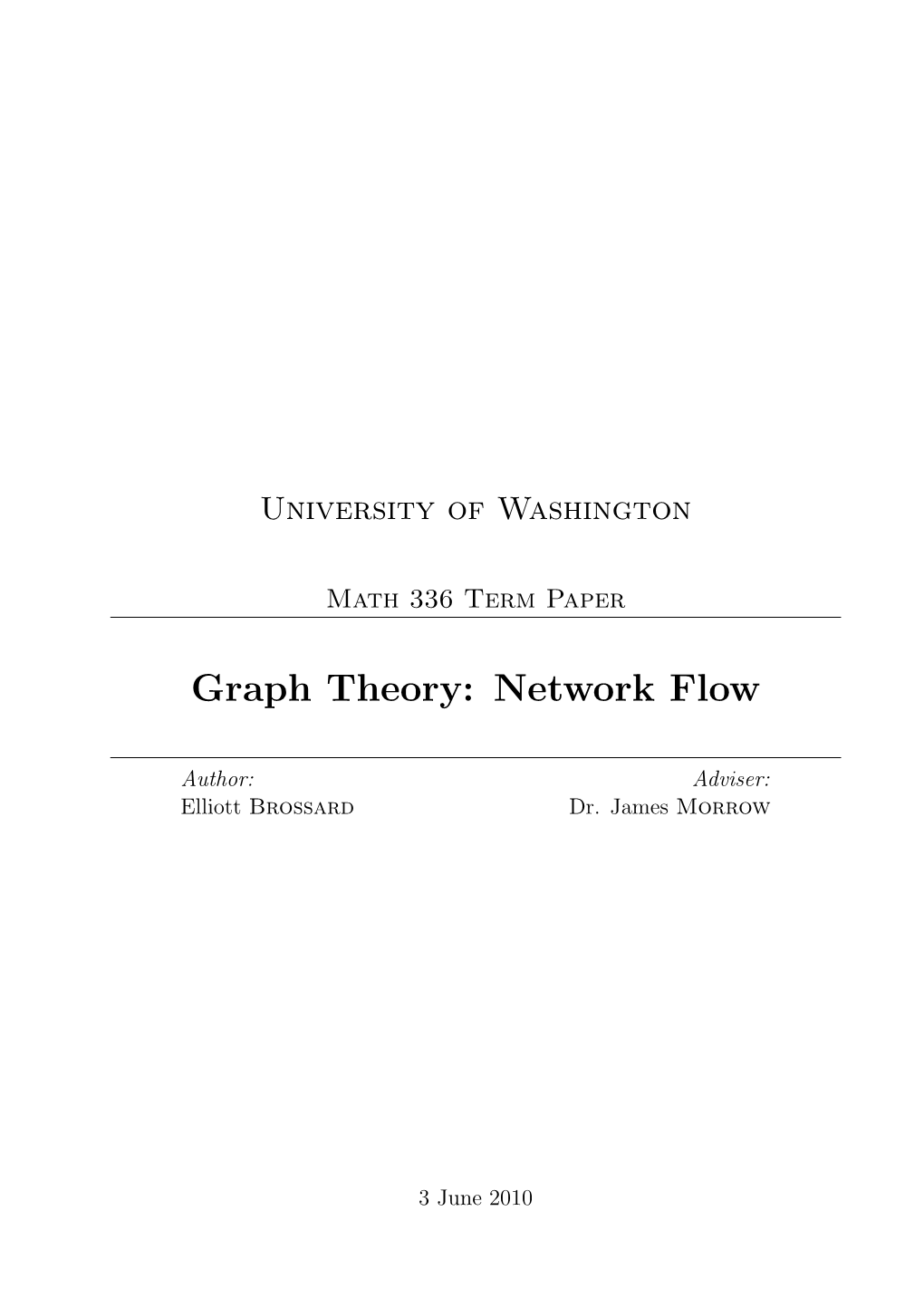 Graph Theory: Network Flow