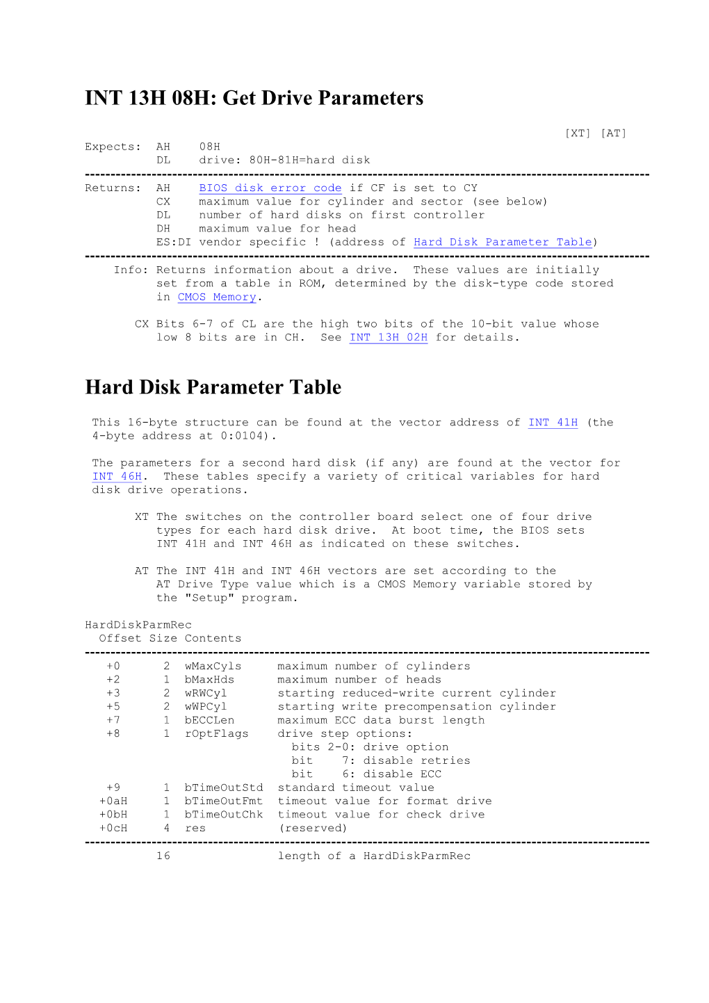 INT 13H 08H: Get Drive Parameters