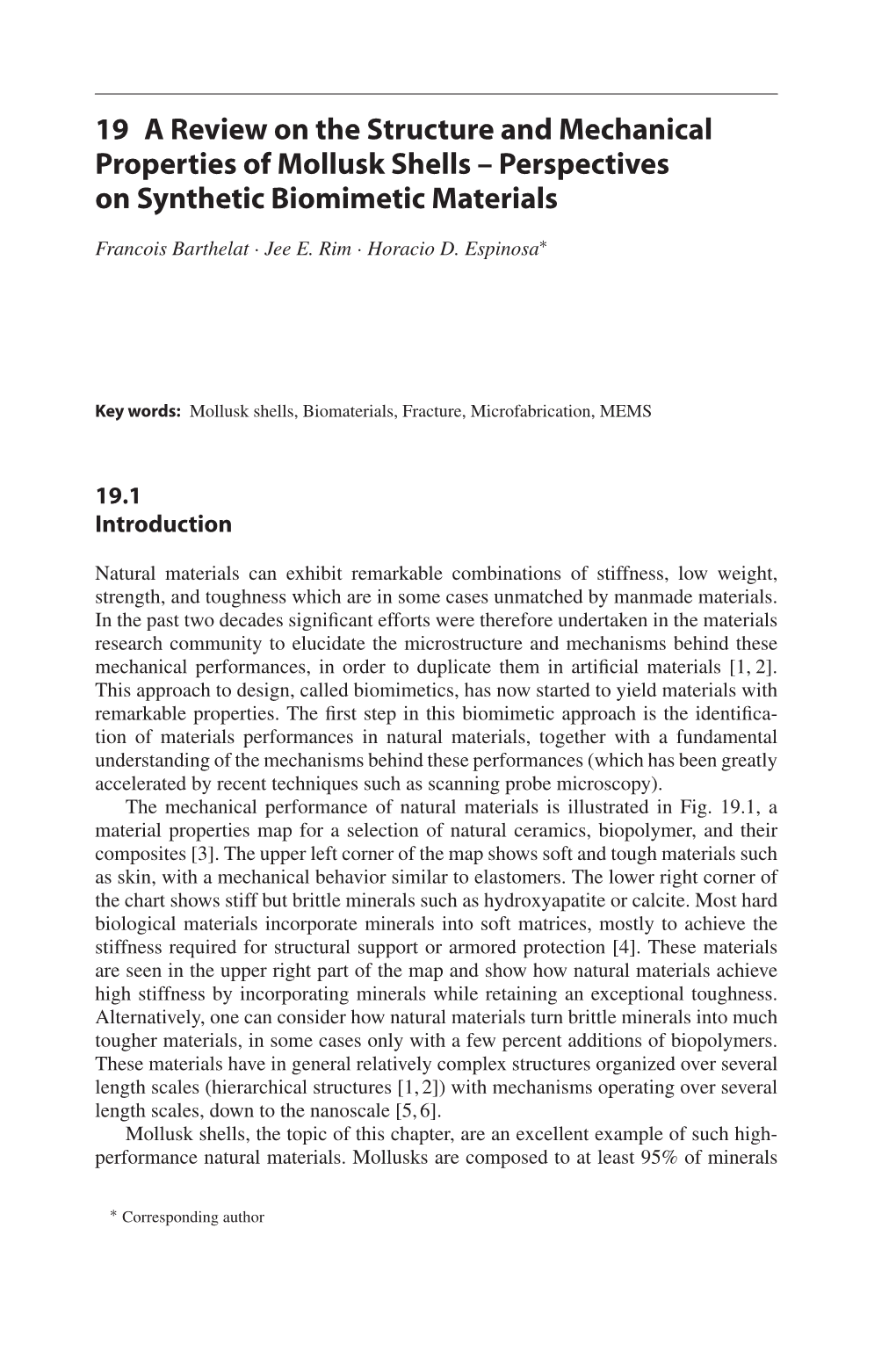 19 a Review on the Structure and Mechanical Properties of Mollusk Shells – Perspectives on Synthetic Biomimetic Materials