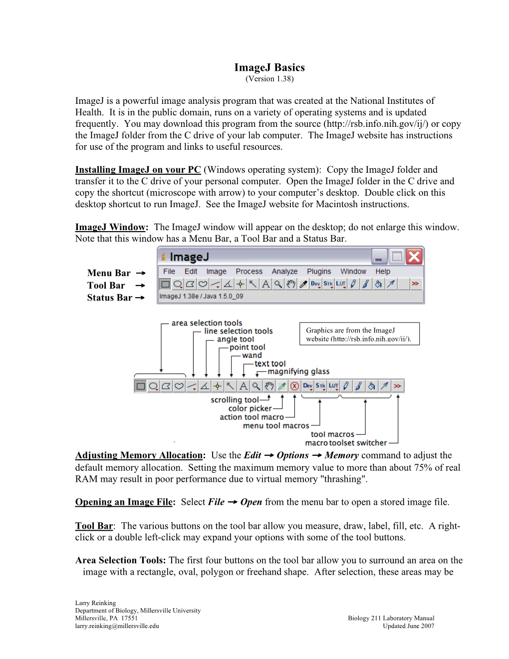 Imagej Basics (Version 1.38)