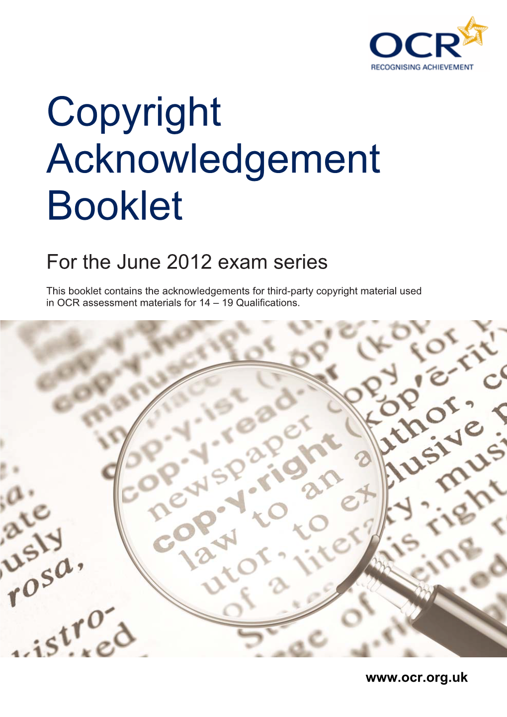 Copyright Acknowledgement Booklet