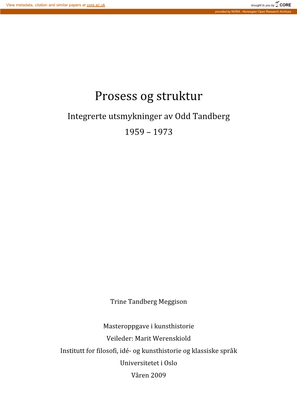 Integrerte Utsmykninger Av Odd Tandberg 1959 – 1973