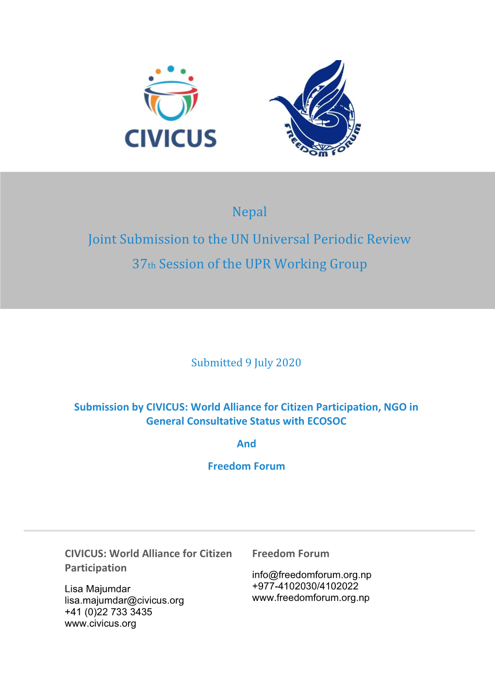 Nepal Joint Submission to the UN Universal Periodic Review