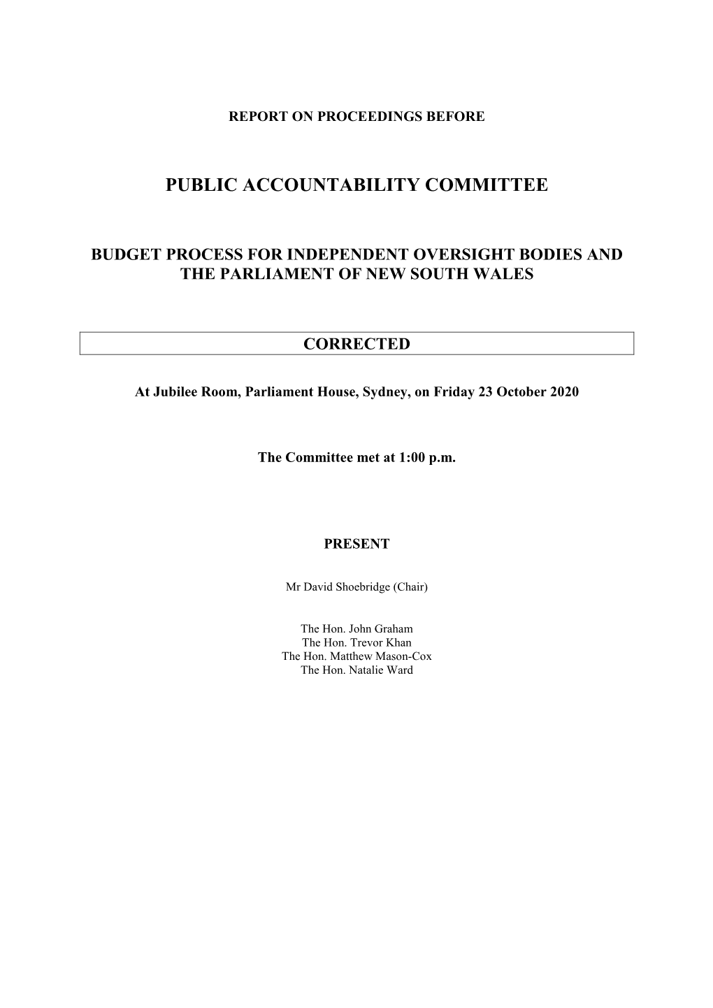 Public Accountability Committee