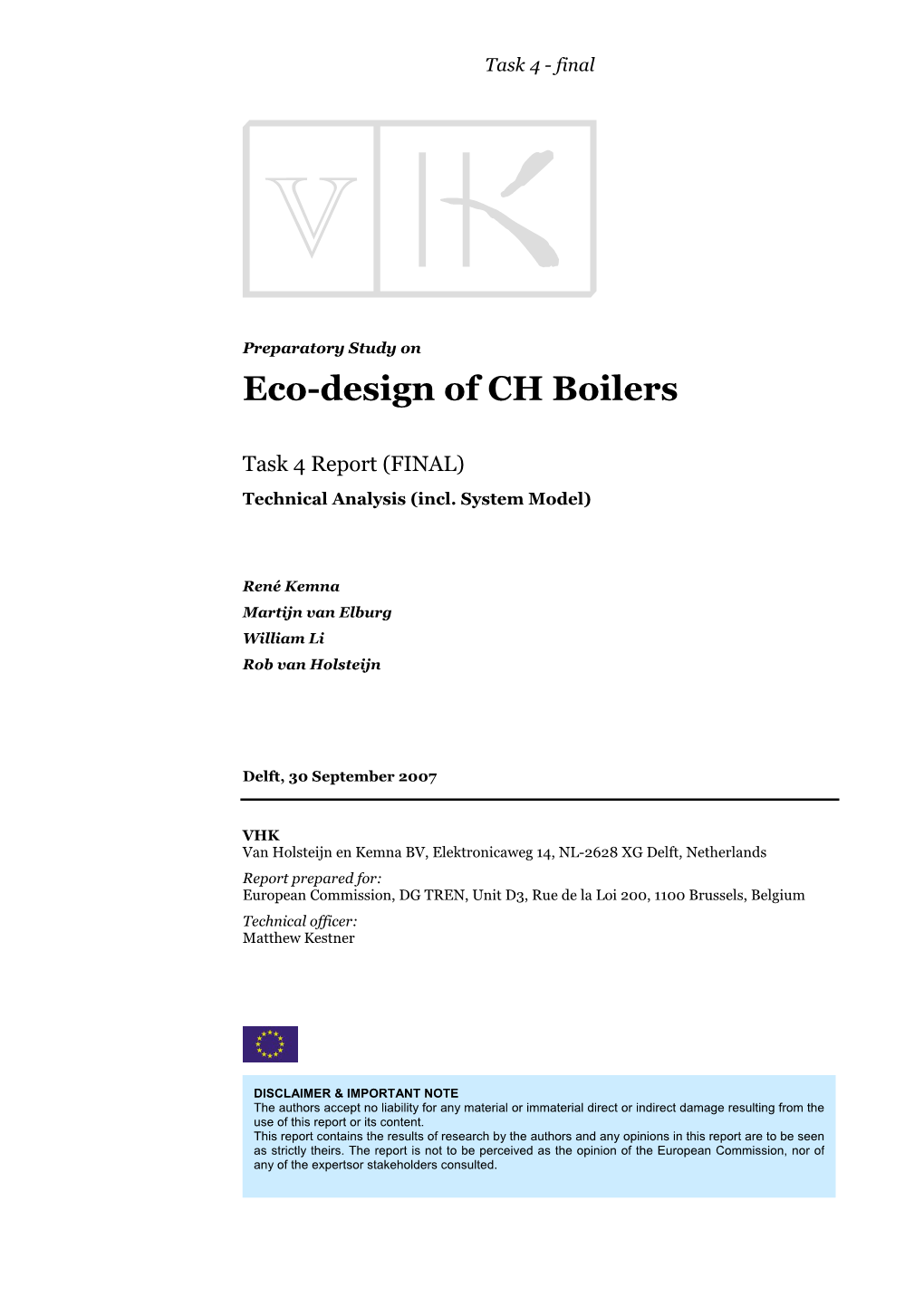 Eco-Design of CH Boilers