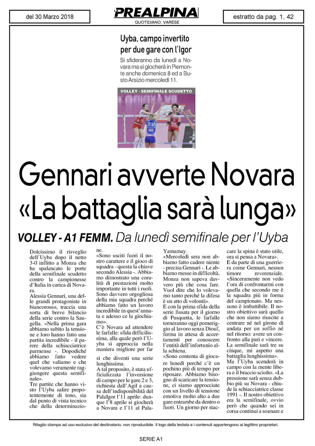 Gennari Avverte Novara «La Battaglia Sarà Lunga» VOLLEY-A1FEMM