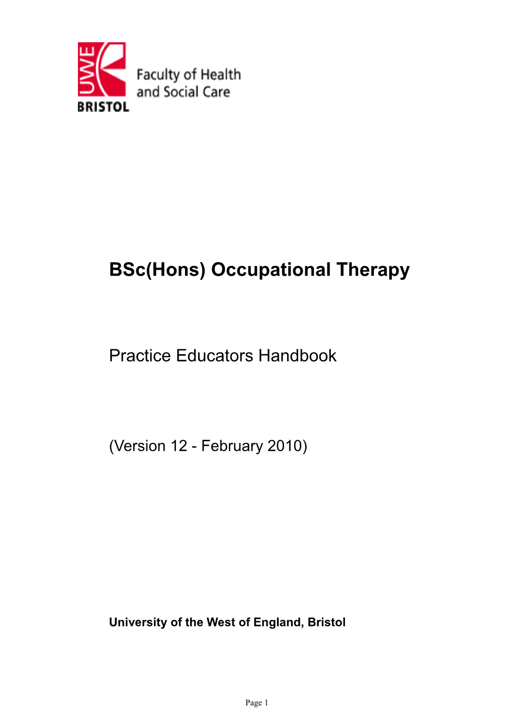 Bsc(Hons) Occupational Therapy