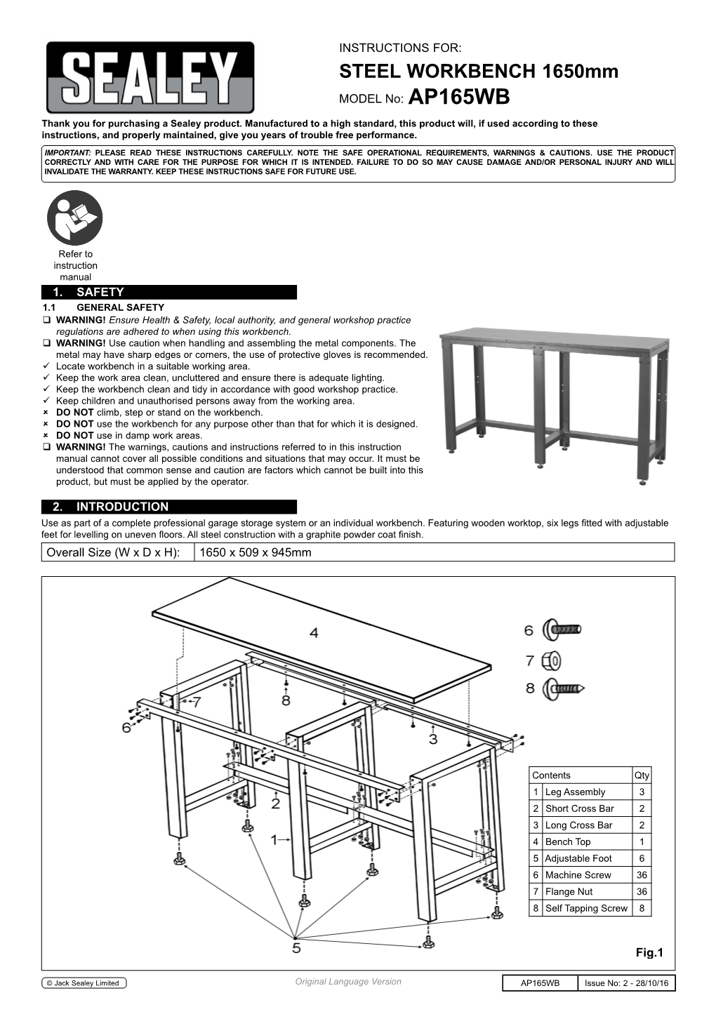 STEEL WORKBENCH 1650Mm