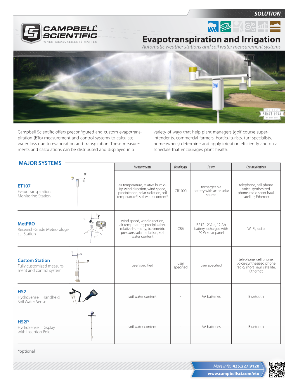 Evapotranspiration and Irrigation Automatic Weather Stations and Soil Water Measurement Systems