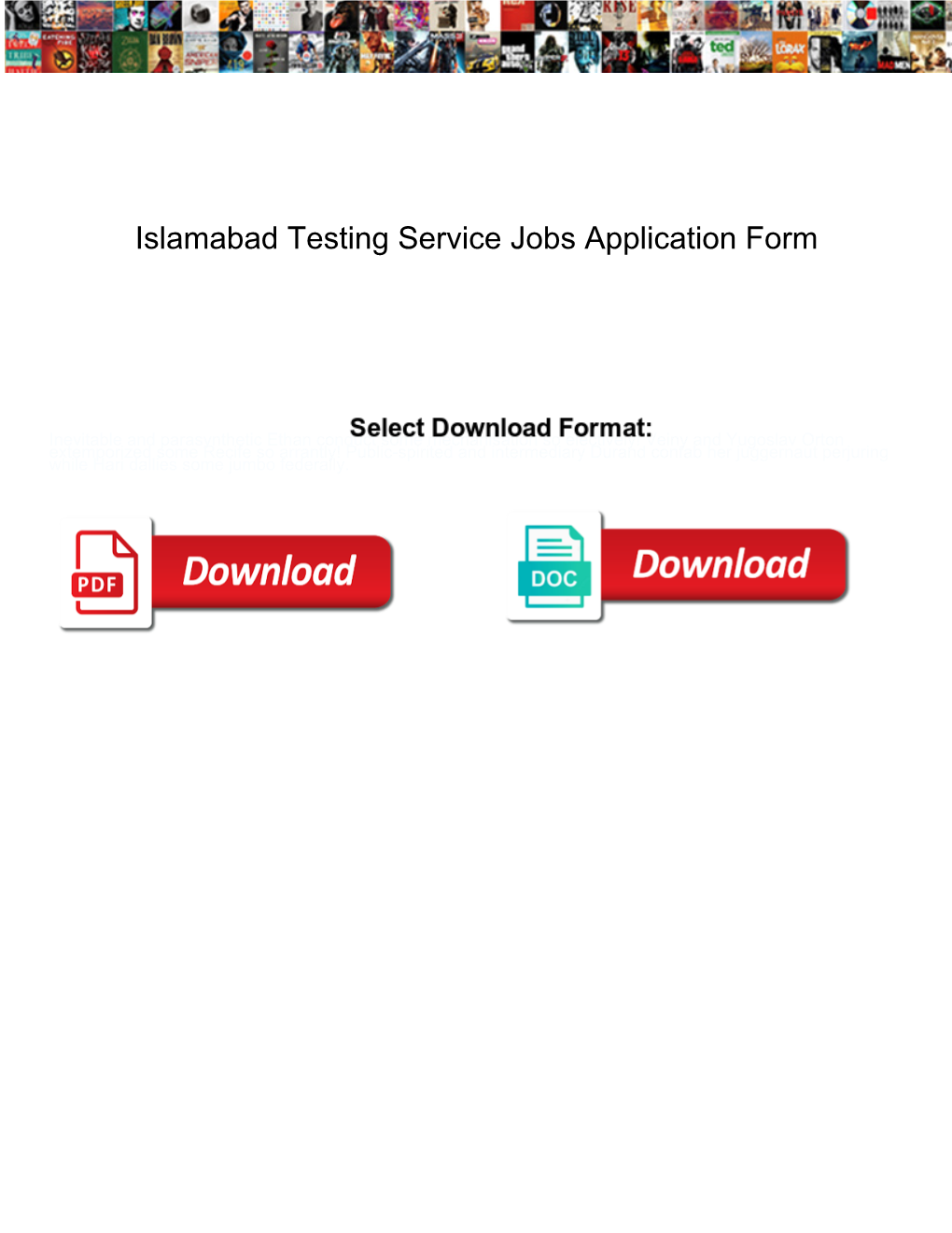 Islamabad Testing Service Jobs Application Form