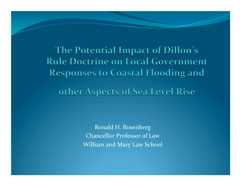 The Dillon Rule and Local Government Authority: an Overview