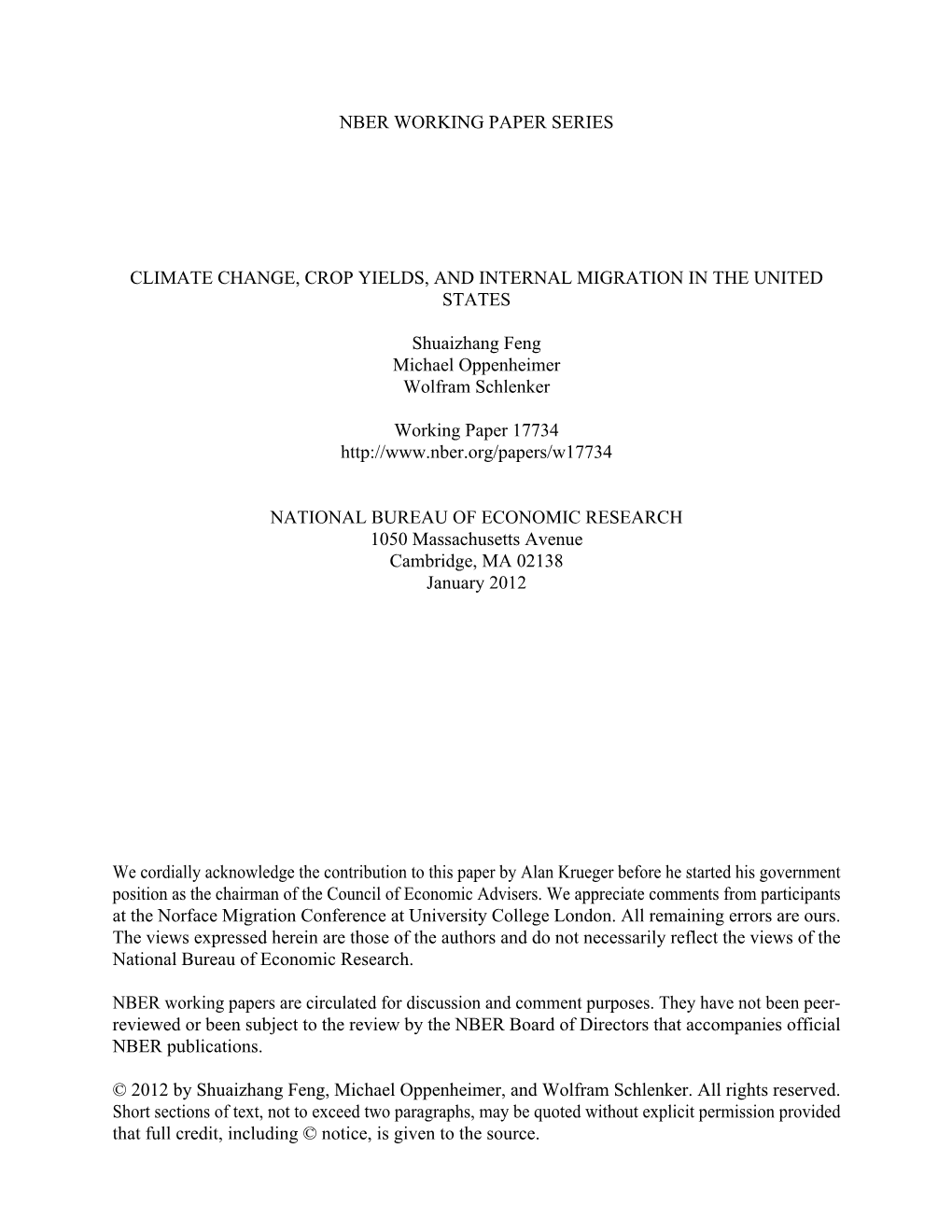 Climate Change, Crop Yields, and Internal Migration in the United States