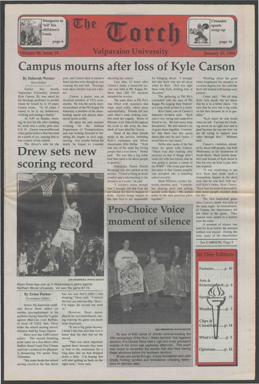 Campus Mourns After Loss of Kyle Carson Drew Sets New Scoring Record