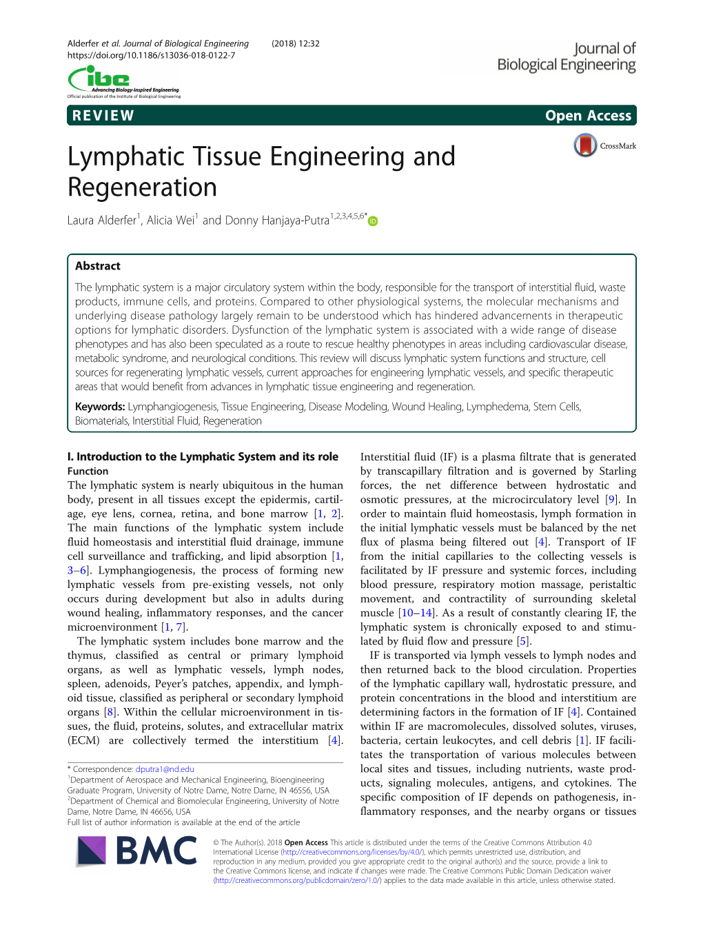 Lymphatic Tissue Engineering and Regeneration Laura Alderfer1, Alicia Wei1 and Donny Hanjaya-Putra1,2,3,4,5,6*