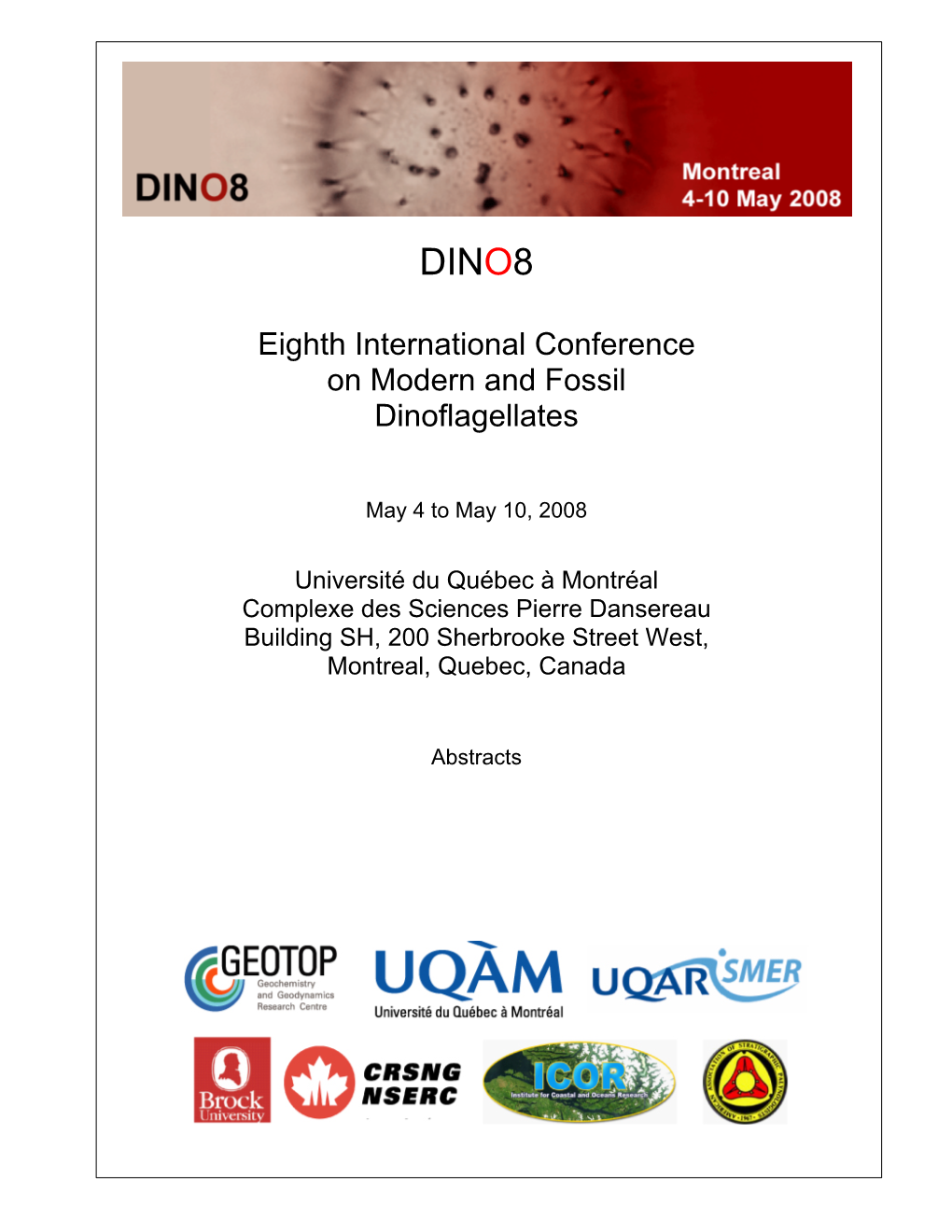 Eighth International Conference on Modern and Fossil Dinoflagellates