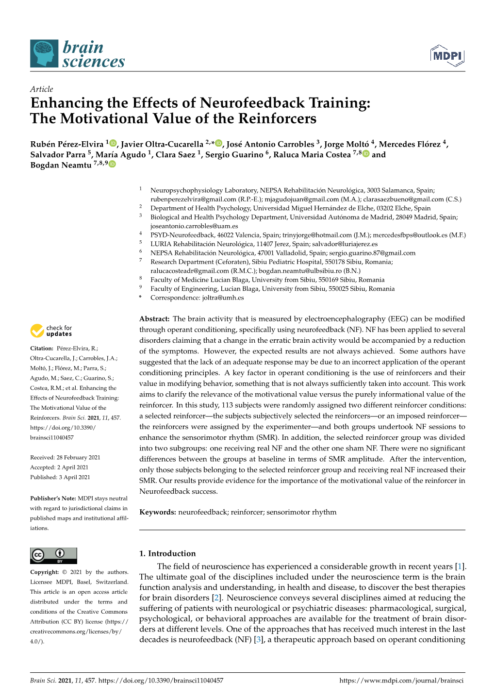 Enhancing the Effects of Neurofeedback Training: the Motivational Value of the Reinforcers