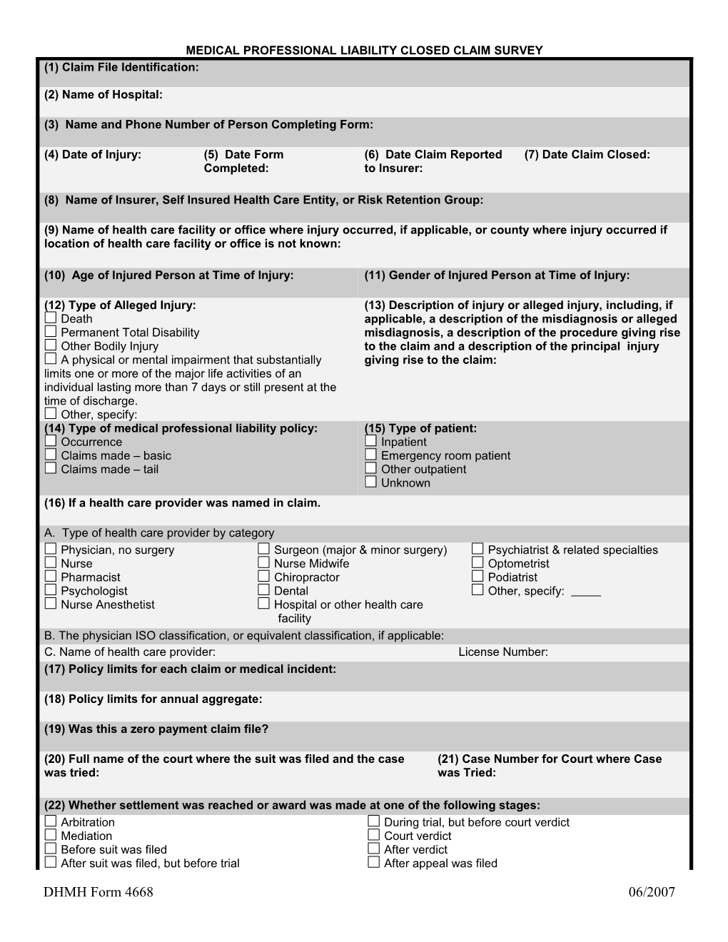 (1) Claim File Identification