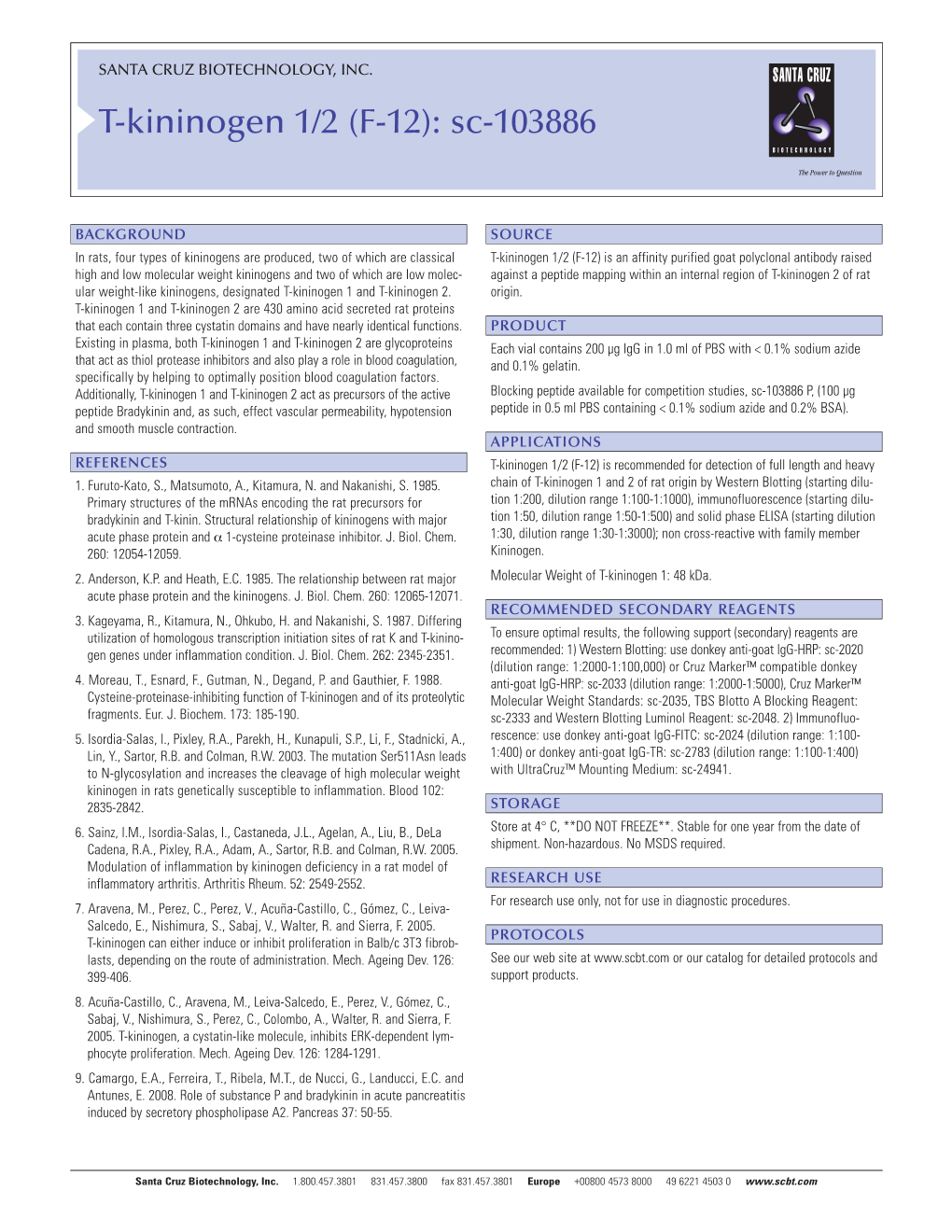 T-Kininogen 1/2 (F-12): Sc-103886