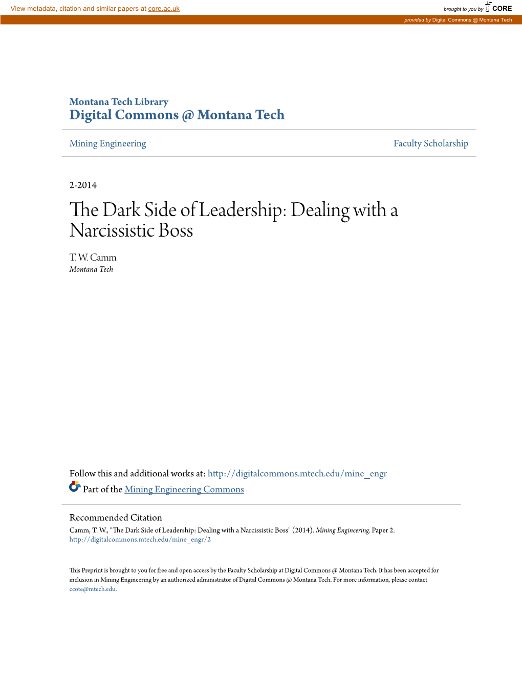 The Dark Side of Leadership: Dealing with a Narcissistic Boss