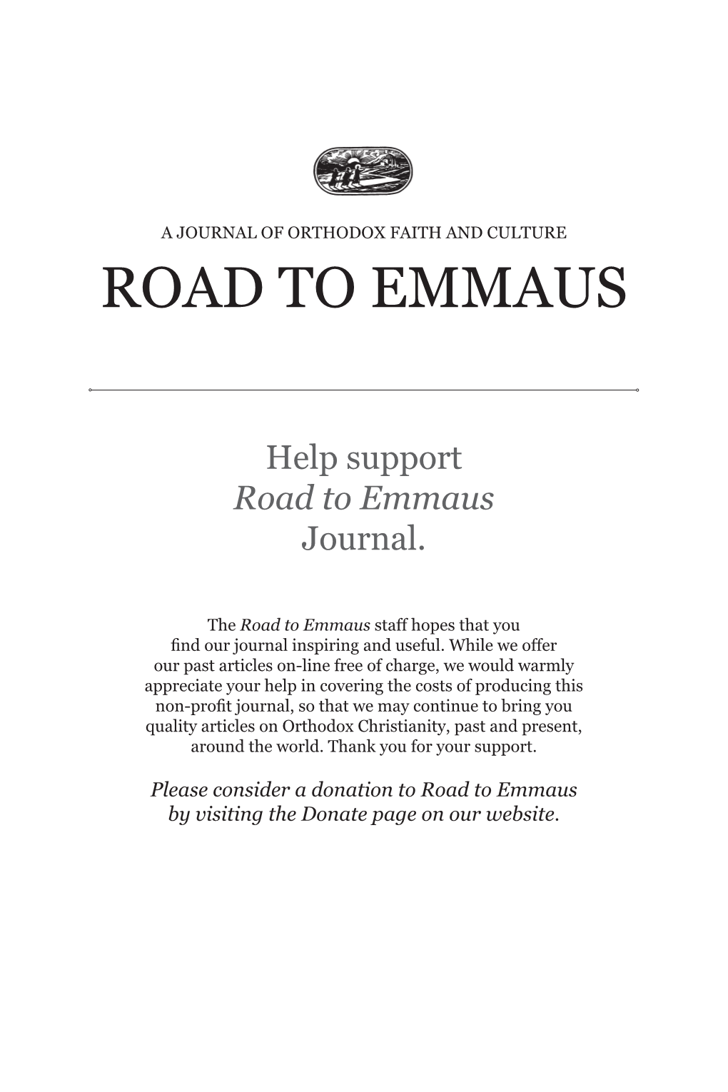 Road to Emmaus Journal