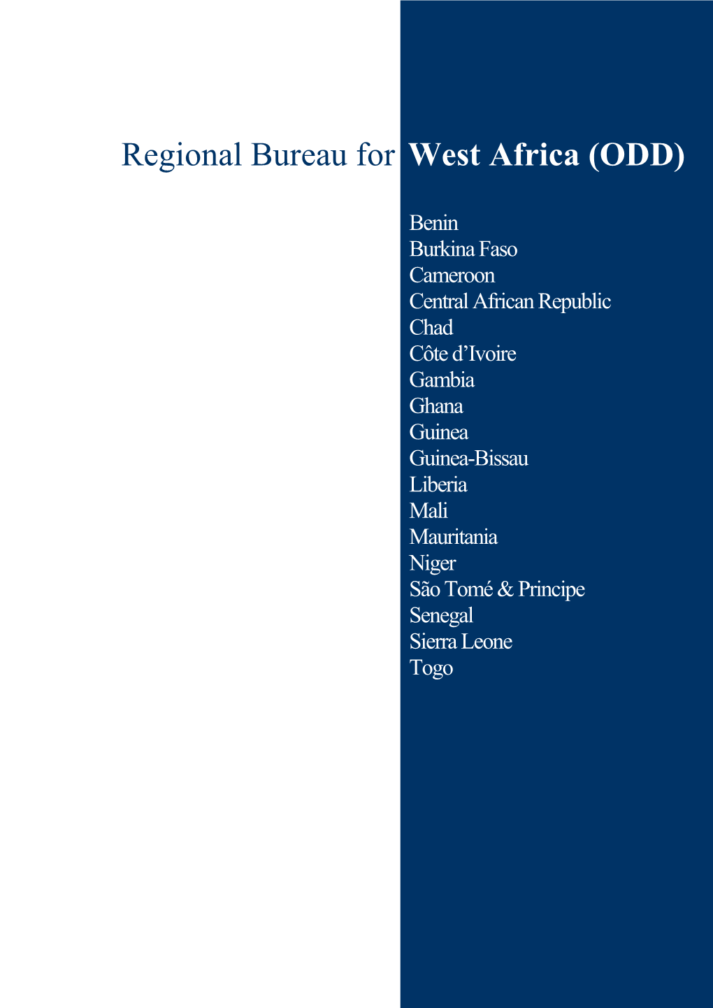 Regional Bureau for West Africa (ODD)