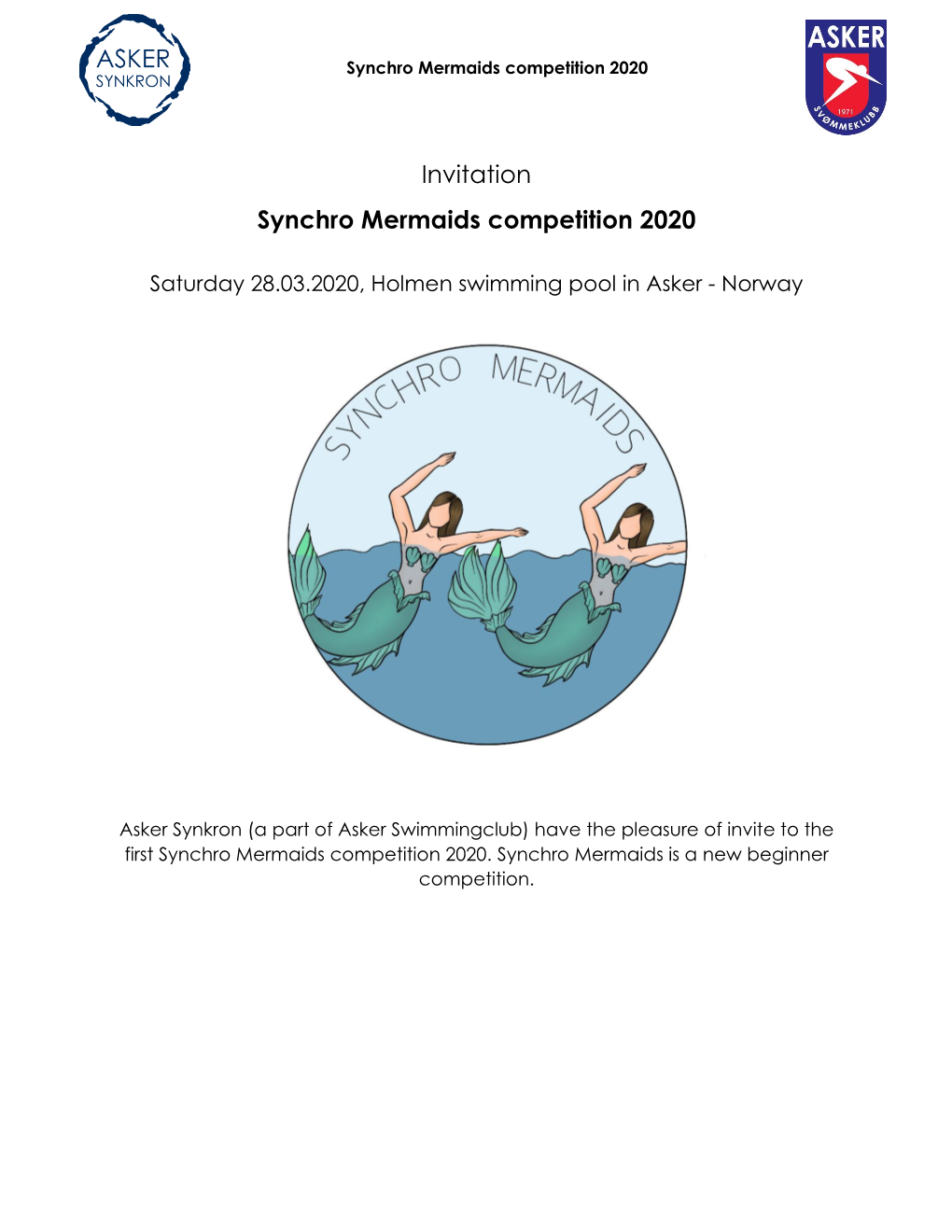 Invitation Synchro Mermaids Competition 2020