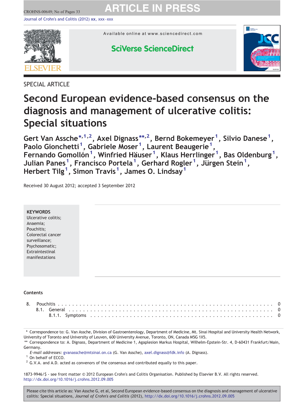 Second European Evidence-Based Consensus on the Diagnosis and Management of Ulcerative Colitis: Special Situations