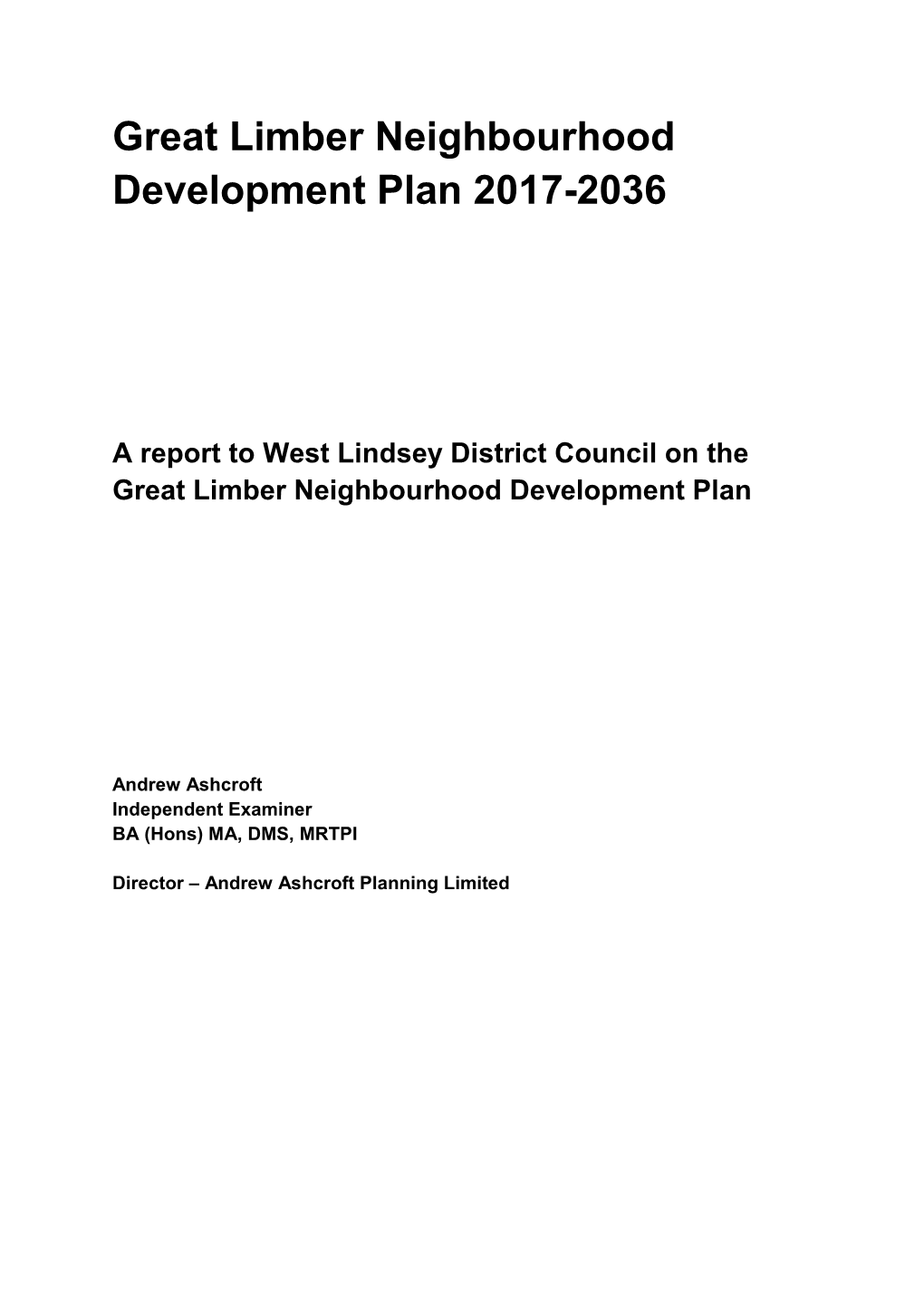 Great Limber Neighbourhood Development Plan 2017-2036