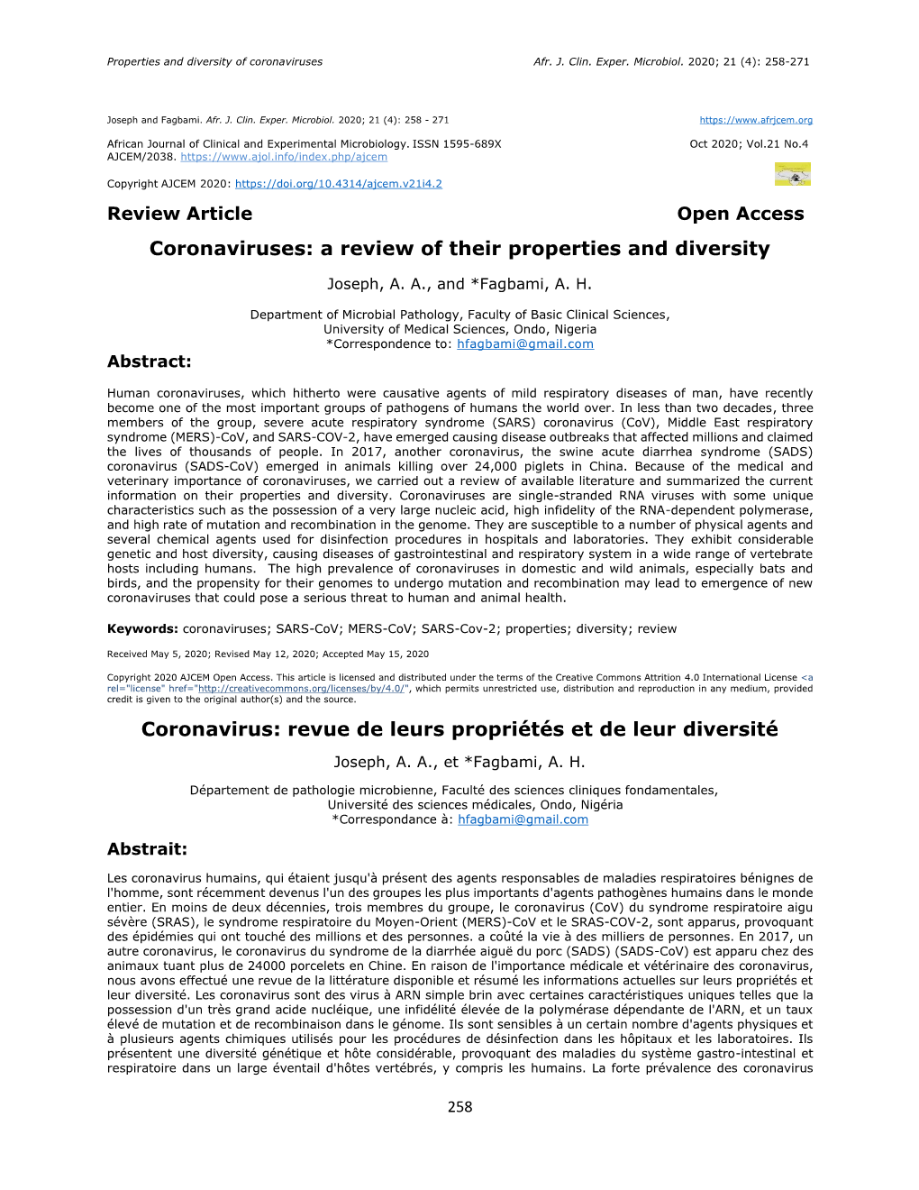 Coronaviruses: a Review of Their Properties and Diversity