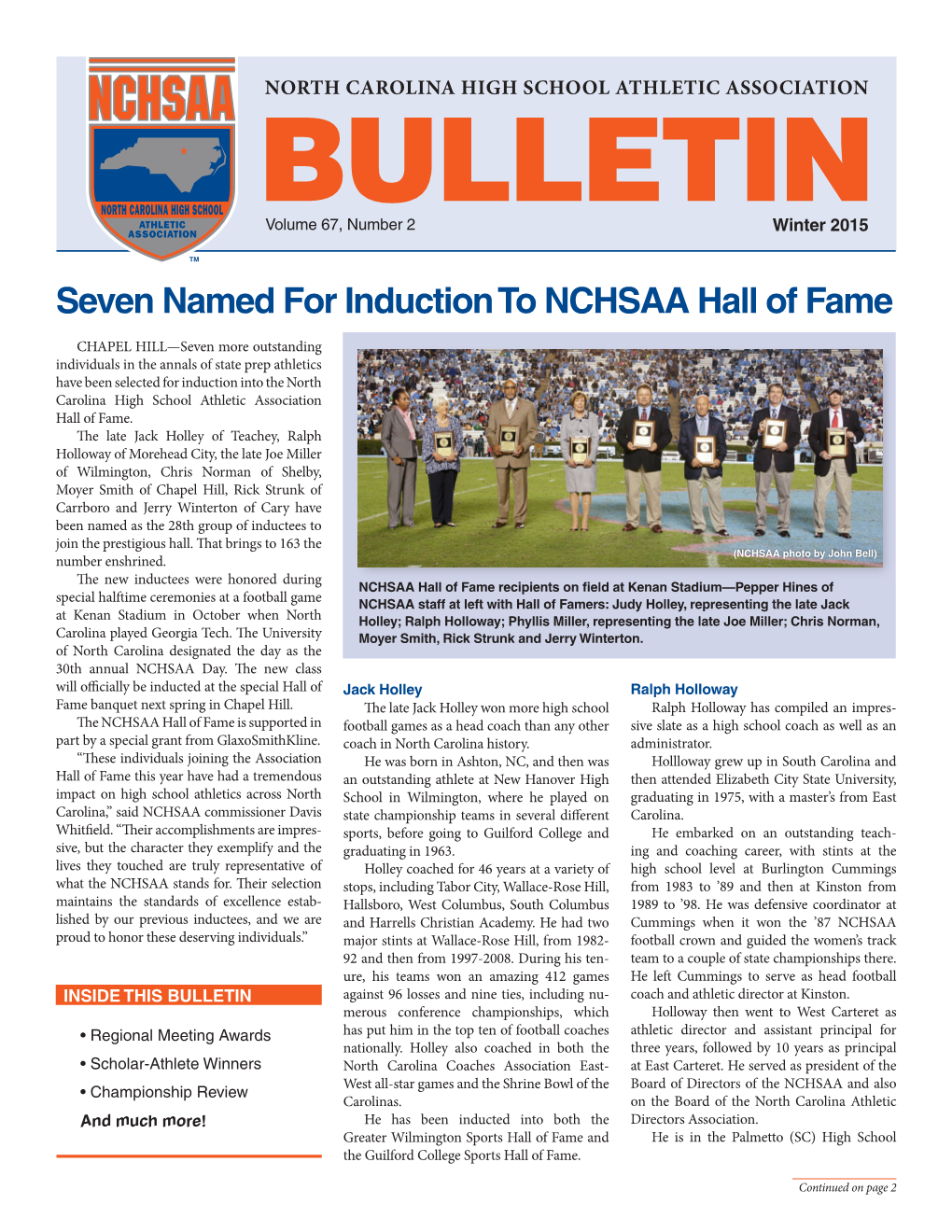 Seven Named for Induction to NCHSAA Hall of Fame