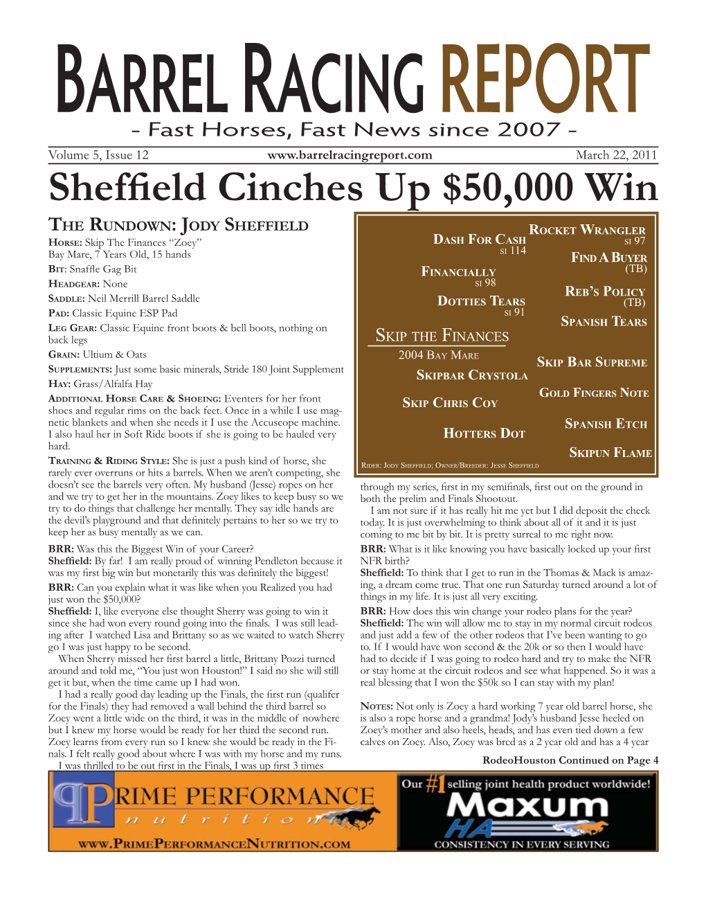 Sheffield Cinches up $50,000