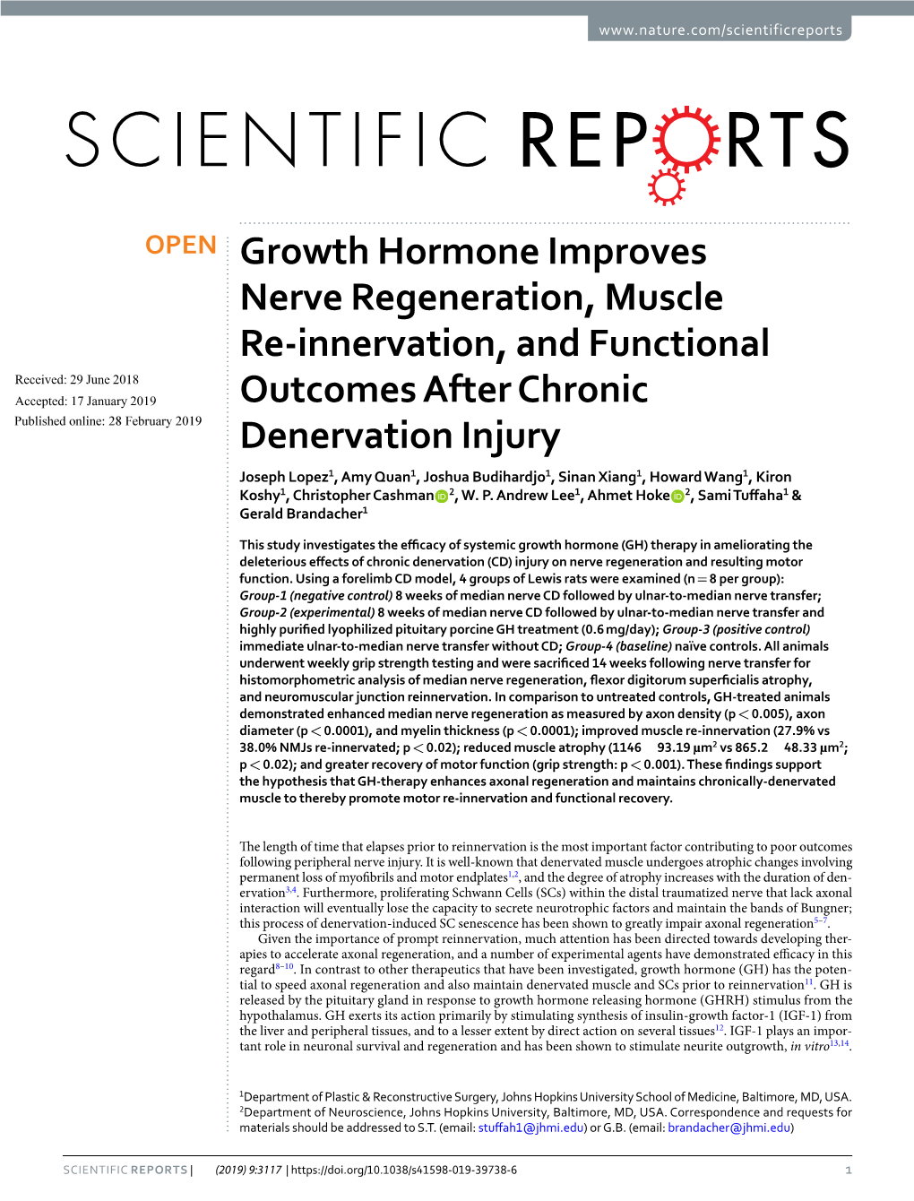 Growth Hormone Improves Nerve Regeneration, Muscle Re