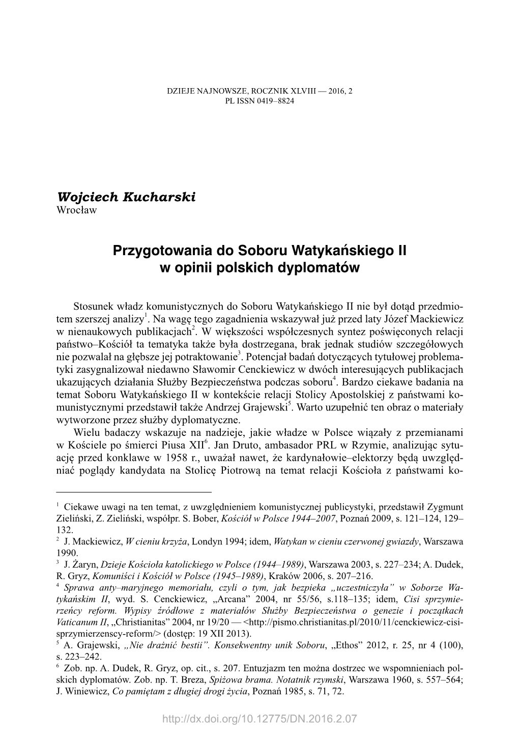 Przygotowania Do Soboru Watykańskiego II W Opinii Polskich Dyplomatów