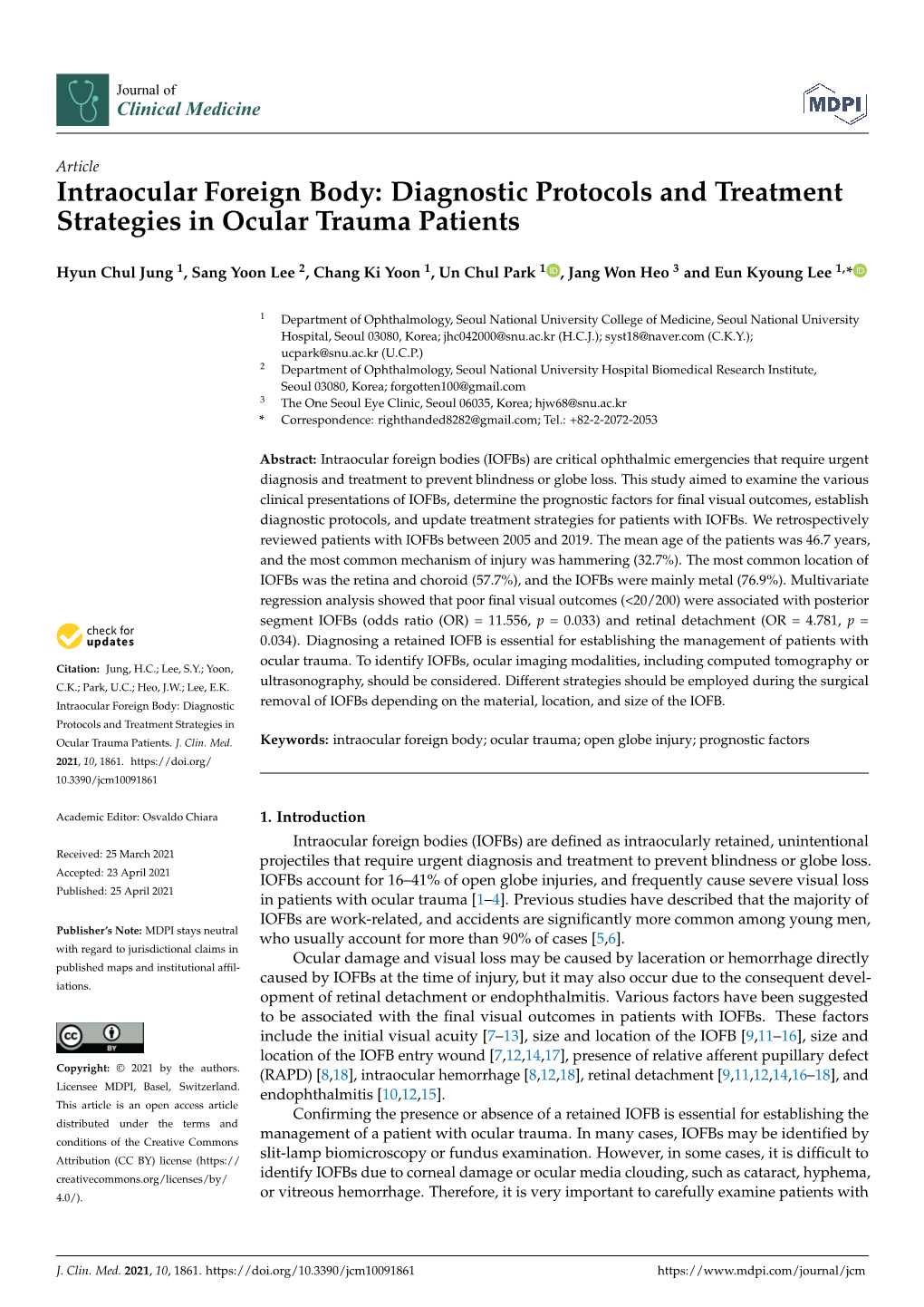 Intraocular Foreign Body: Diagnostic Protocols and Treatment Strategies in Ocular Trauma Patients