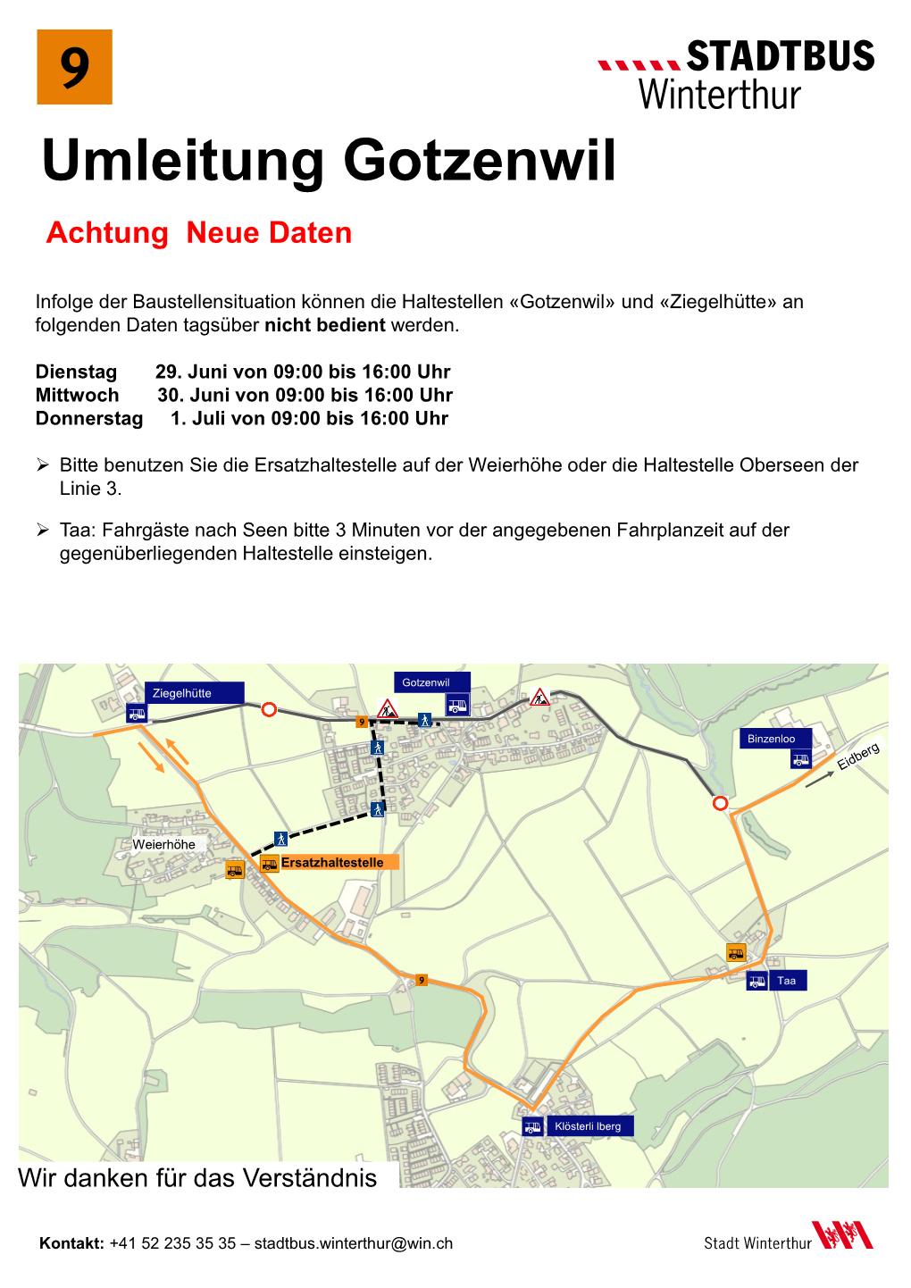 Umleitung Gotzenwil Achtung Neue Daten