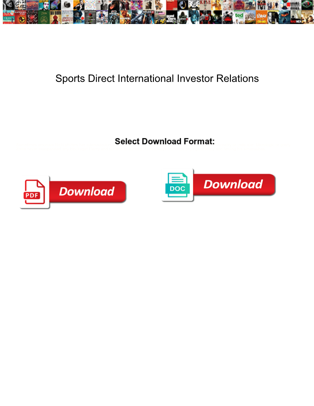 Sports Direct International Investor Relations