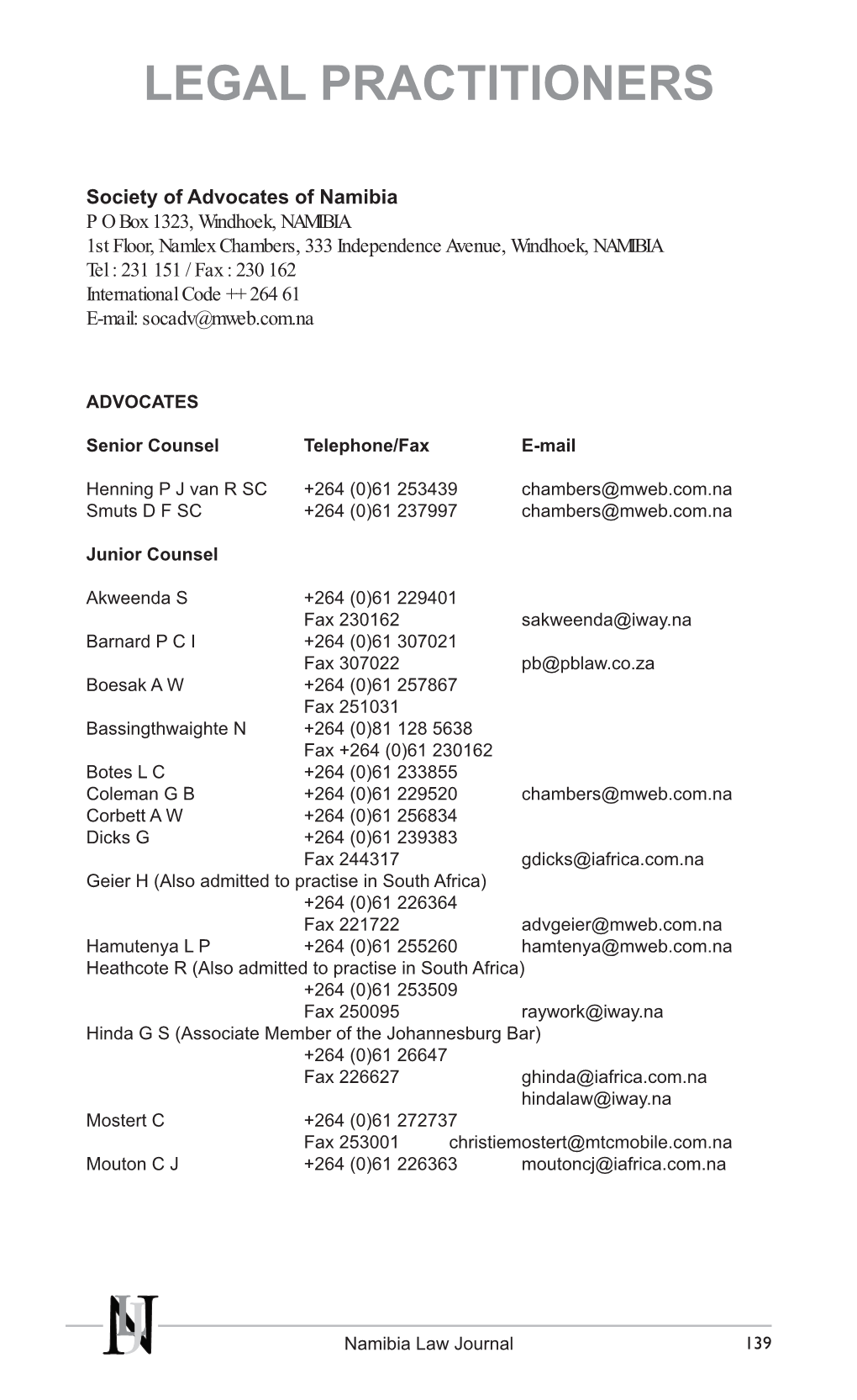 Namibia Law Journal Volume 01, Issue 02, 2009