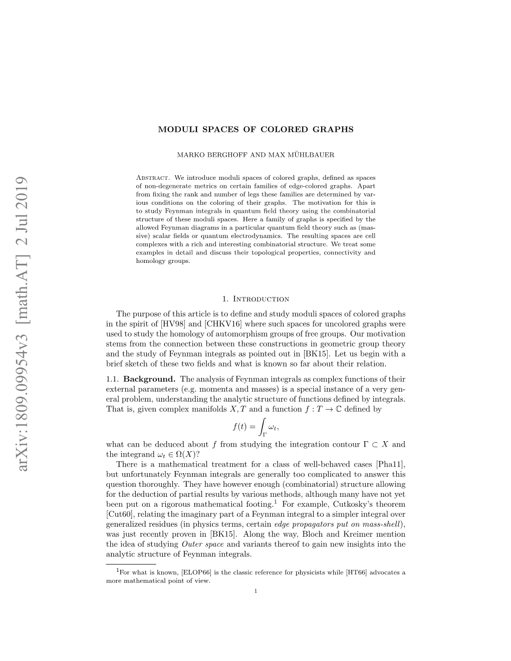 Moduli Spaces of Colored Graphs