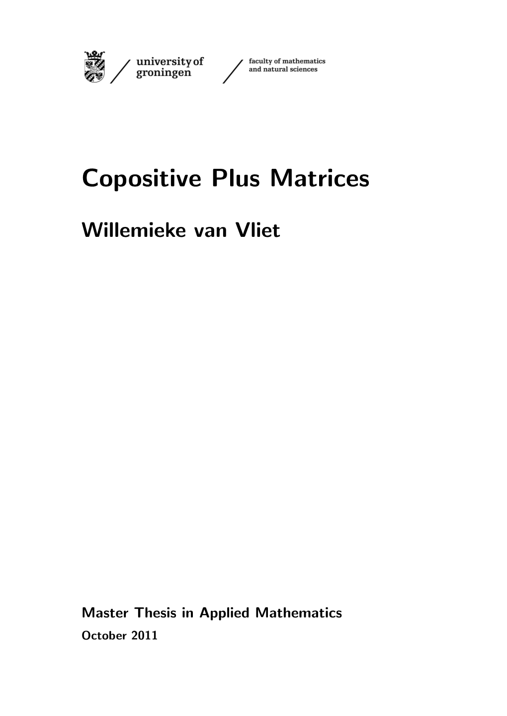 Copositive Plus Matrices
