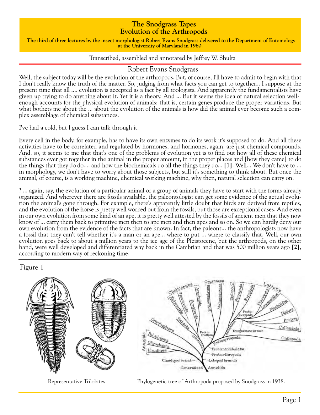 The Snodgrass Tapes Evolution of the Arthropods Robert Evans Snodgrass Page 1 Figure 1