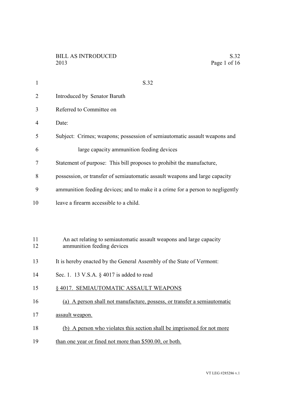 AS INTRODUCED S.32 2013 Page1of16