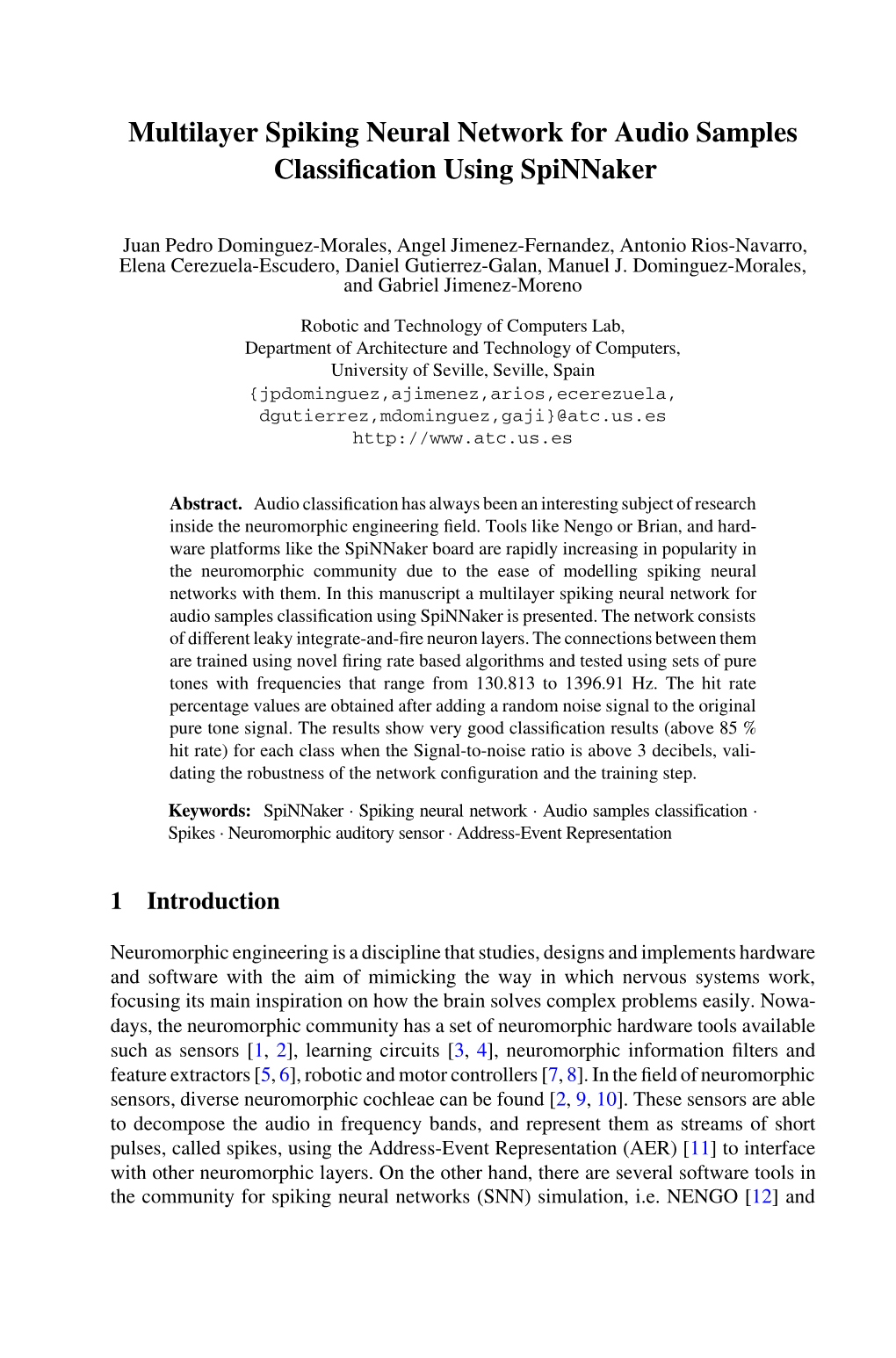 Multilayer Spiking Neural Network for Audio Samples Classification Using