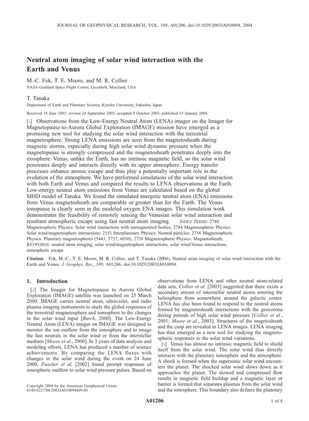 Neutral Atom Imaging of Solar Wind Interaction with the Earth and Venus M.-C