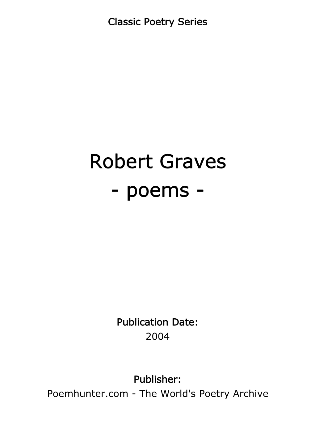 Robert Graves - Poems