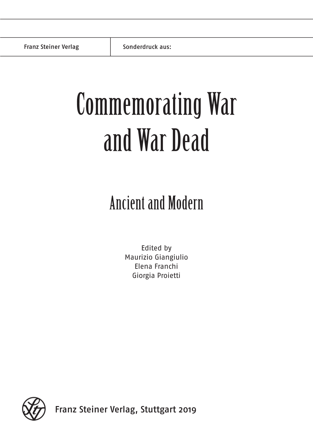 Commemorating War and War Dead