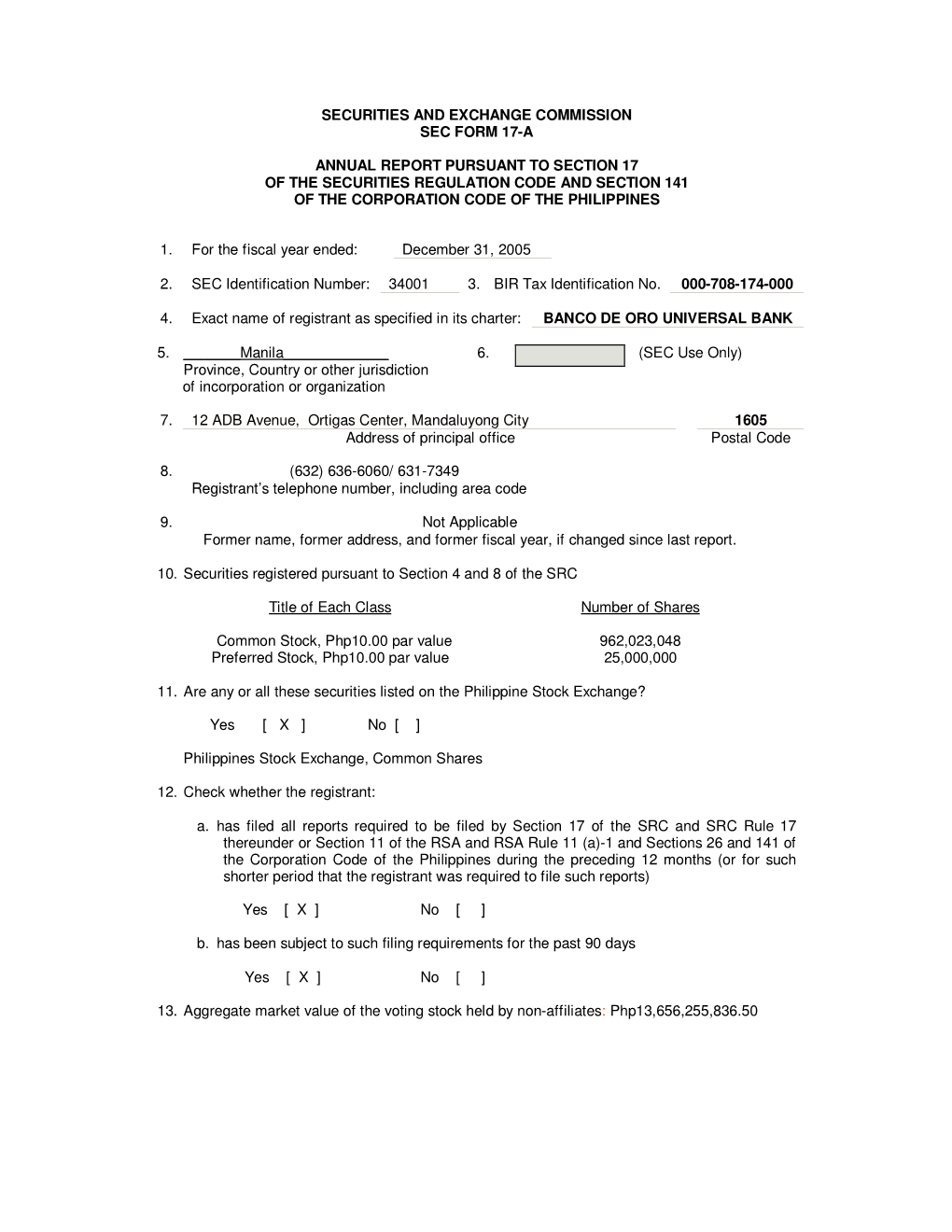 Securities and Exchange Commission Sec Form 17-A