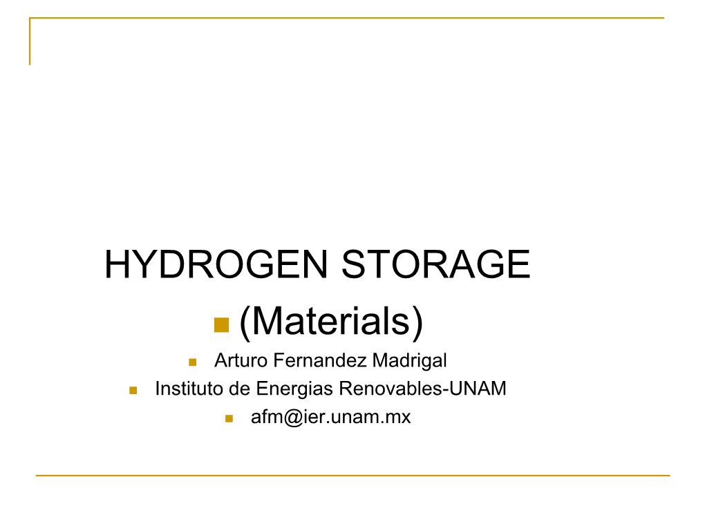 Hydrogen Storage Overview